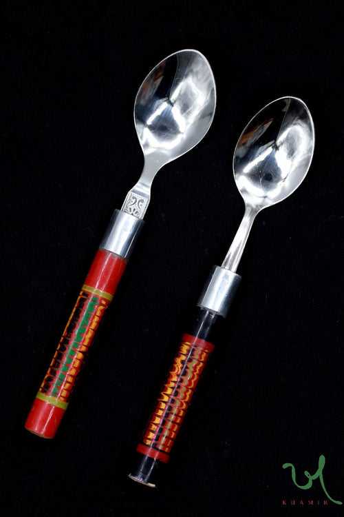 Kutchi Lacquered Wooden Steel Spoon