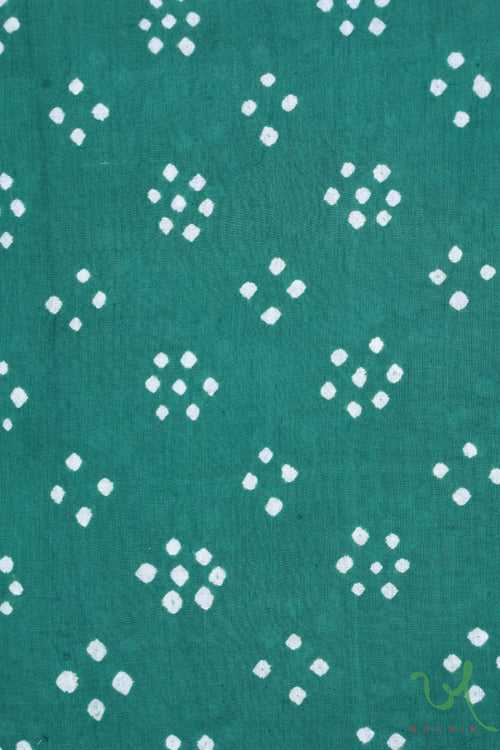 Teal Bandhani Handwoven Muslin Fabric