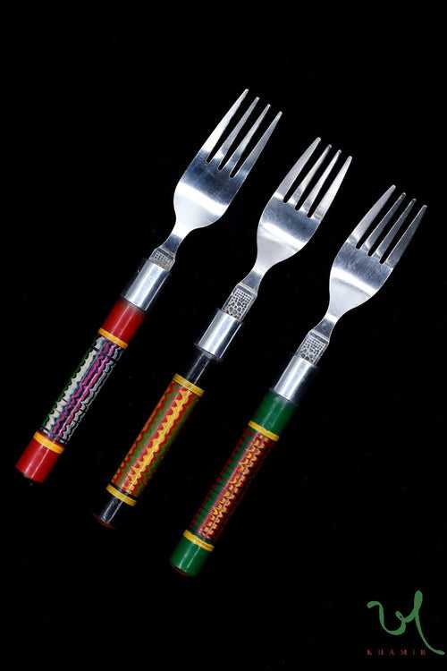 Kutchi Lacquered Wooden Steel Fork