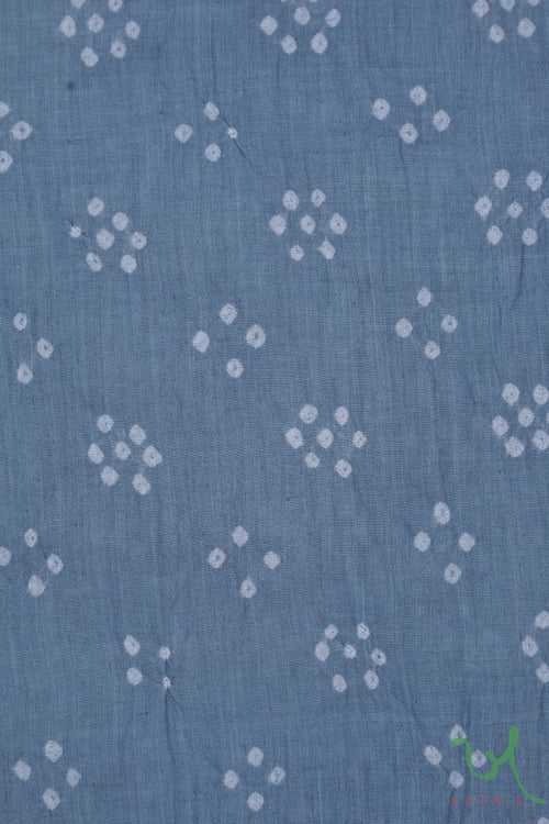Grey Bandhani Handwoven Muslin Fabric