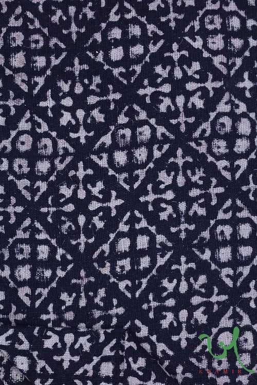 Black Blocks Ajrakh Kala Cotton Peti Fabric