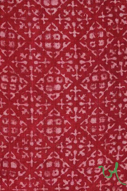 Red Blocks Ajrakh Kala Cotton Peti Fabric