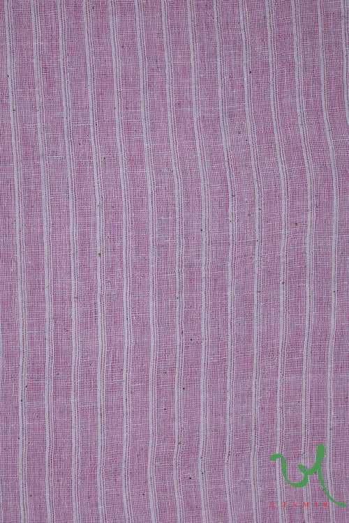 Salmon Stripes Handwoven Kala Cotton Fabric
