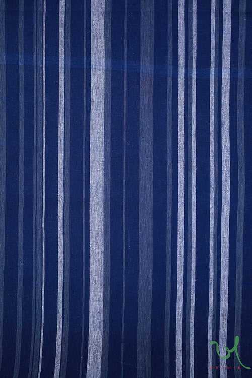 Indigo Shades Stripes Handwoven Kala Cotton Fabric