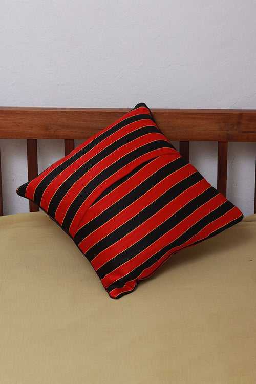 Yellow-Red 16x16" Mashru Cushion Cover