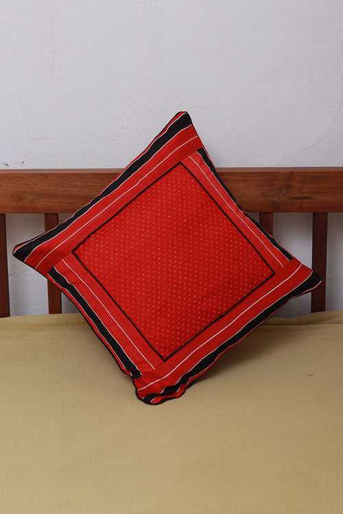 Red-Black 16x16" Mashru Cushion Cover