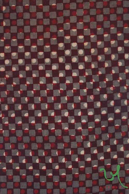 Maroon Abstract Dots Over Print Ajrakh Fabric