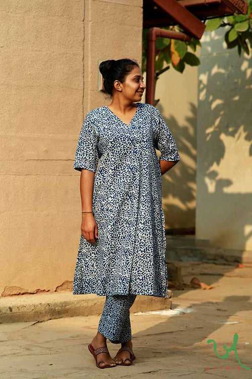 Batik Indigo Pleat Kurta Set