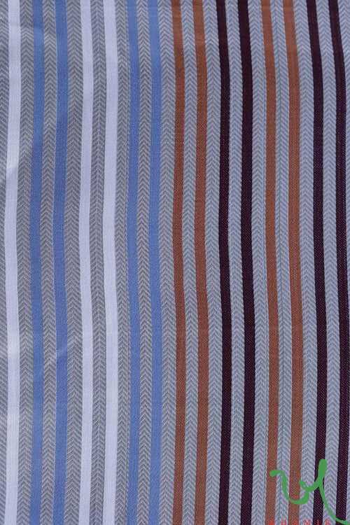 Light Multicolored Striped handwoven Mashroo Fabric