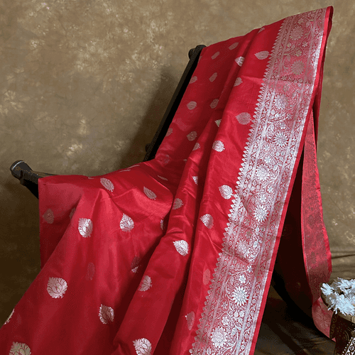 Red Zari Banarasi Saree
