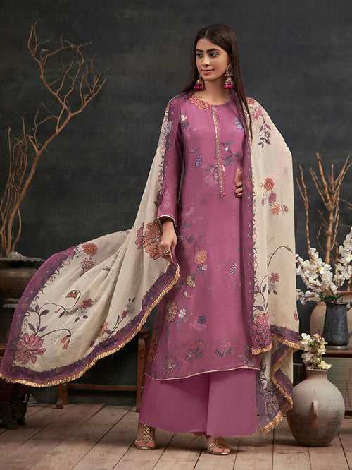 Kari Unstitched Kurta Set - Purple