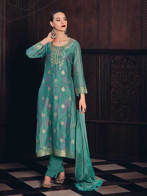 Megha Unstitched Kurta Set - Green