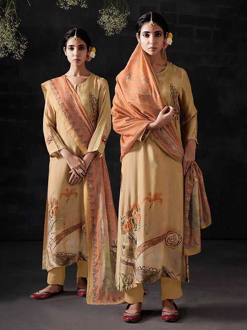 Naaz Unstitched Kurta Set - Ochre