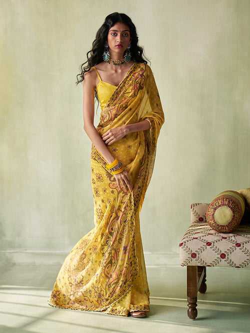 Zeenat Saree - Yellow