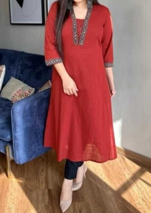 Red Block Cotton kurti