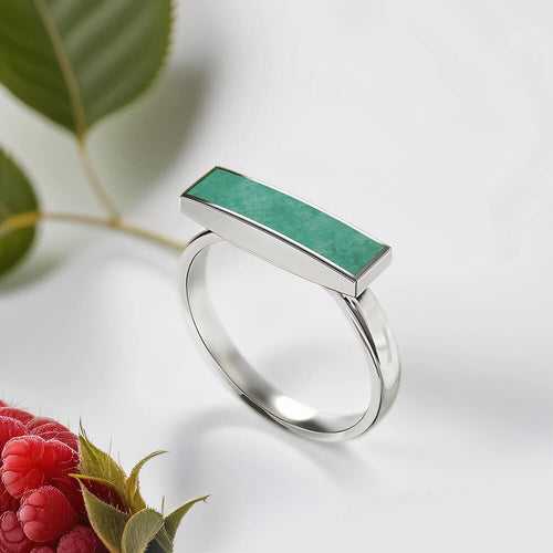 Aster Ring | 925 Sterling Silver, Natural Gemstone, Rhodium Plating & Glossy Finish