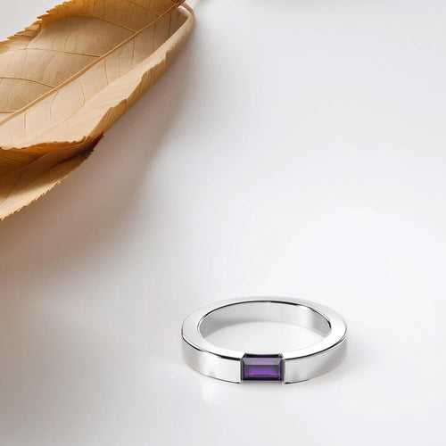 Diza Ring | 925 Sterling Silver, Natural Gemstone, Rhodium Plating & Glossy Finish