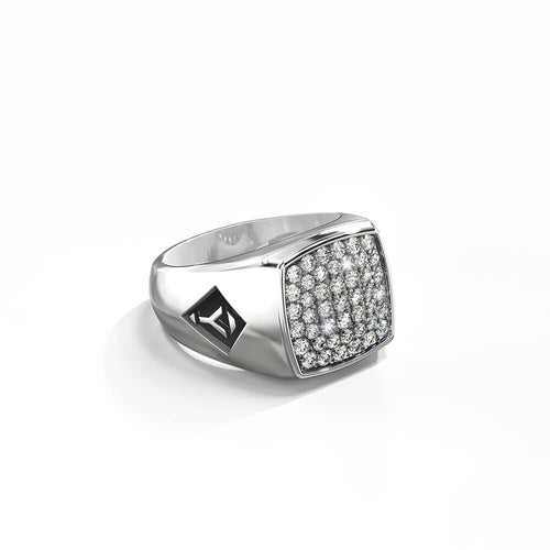 Iced Ares Ring | 925 Sterling Silver, AAA Grade Zircons, Rhodium Plating & Glossy Finish