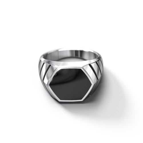 Magna Ring | 925 Sterling Silver, Natural Gemstone, Rhodium Plating & Glossy Finish