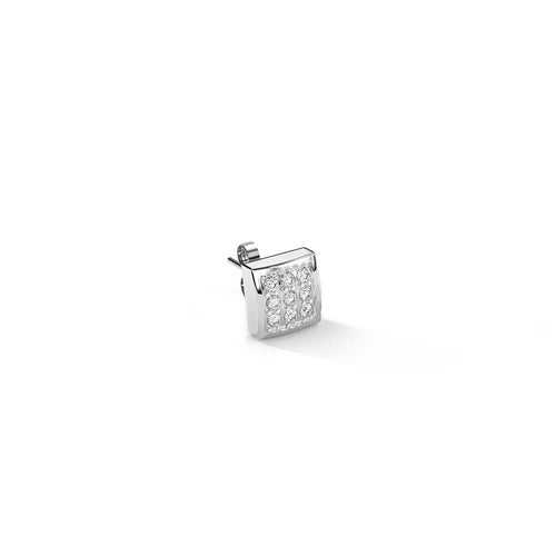Iced Oblate Stud Earring | 925 Sterling Silver, AAA Grade Zircons, Rhodium Plating & Glossy Finish
