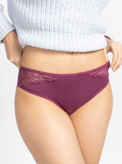 Women Purple Lace Bikini Brief