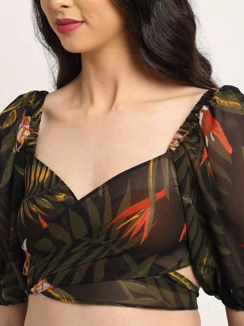 DARK TROPICAL BEACHWEAR TOP