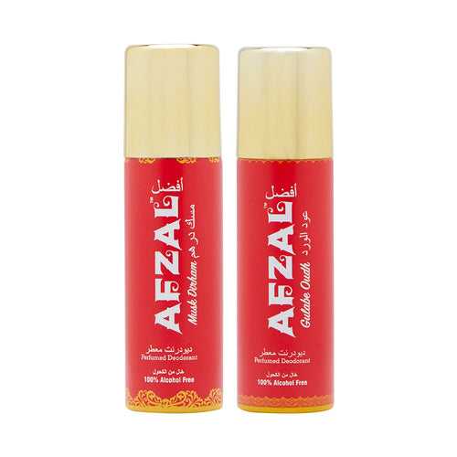 AFZAL Standard Non Alcoholic Gulabe Oudh & Musk Dirham Combo Deodorants 50ml (Pack Of 2)