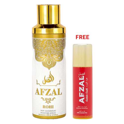 Afzal Non Alcoholic Rohi Deodorant 200ml + 50ml Gulabe Oudh Deodorant