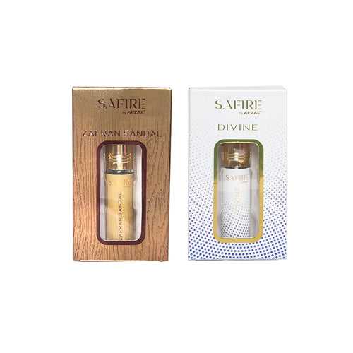 SAFIRE ZAFRAN SANDAL & DIVINE ATTAR (COMBO PACK 6ML*2) ROLL-ON ALCOHOL FREE PERFUME OIL FOR MEN AND WOMEN