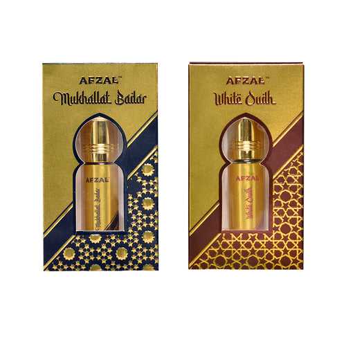 AFZAL-ATTAR MUKHALLAT BADAR & WHITE OUDH 6ML ATTAR ROLL ON PK2