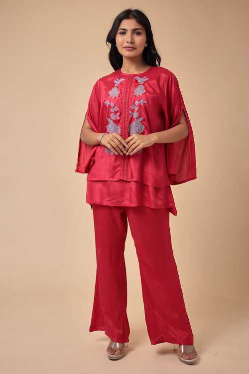 Silk Blend Kurta Set Stitched with Embroidered work