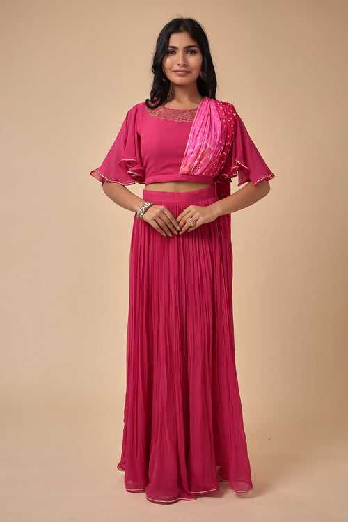 Bandhej Georgette Indowestern with Embroidered work