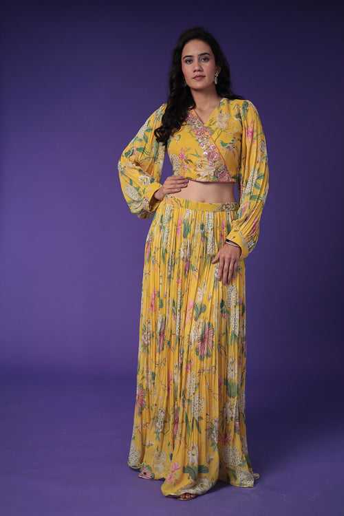 Printed Georgette Indowestern with Embroidered work