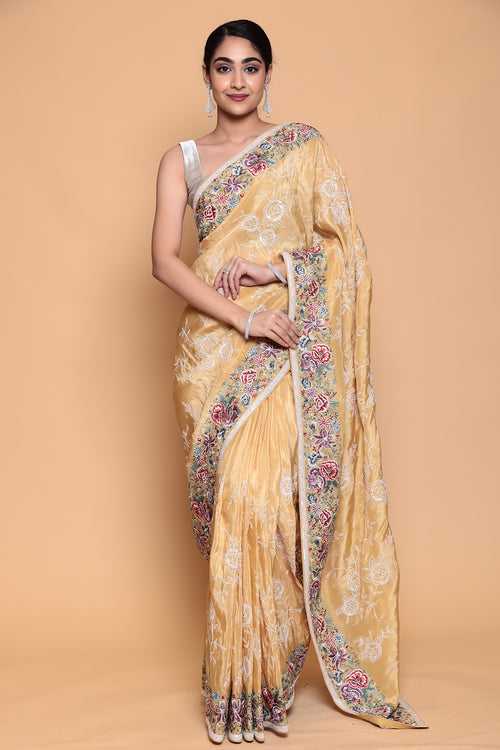 Silk Saree with Sequins, Thread work