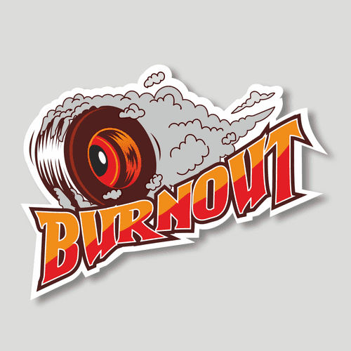 Burnout Orange Sticker