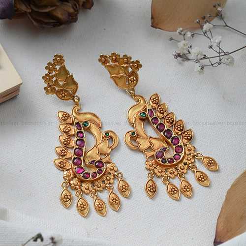 GOLD PLATED RUBY'S EARRING - 9836