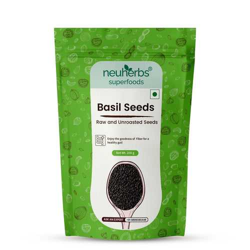 Basil Seeds pack of raw & unroasted Basil Seeds high in Fiber, manganese, and Antioxidants keeps Digestion good and help in Weight Loss Management
