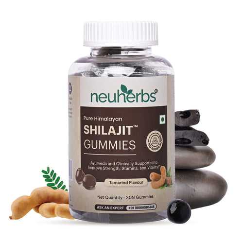 Neuherbs Pure Himalayan Shilajit Resin Gummies for men & women - Improves Strength, Stamina & Vitality- No added sugar gummies, delicious tamarind flavour - 30 gummies