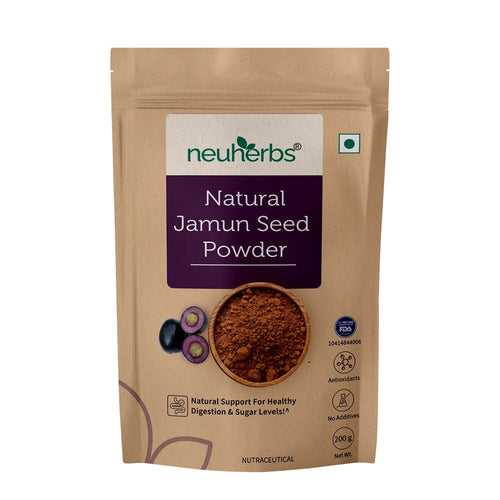 Natural Jamun Seed Powder For Men & Women - Maintains Blood Sugar Levels and Improves Digestion  - 200 gm