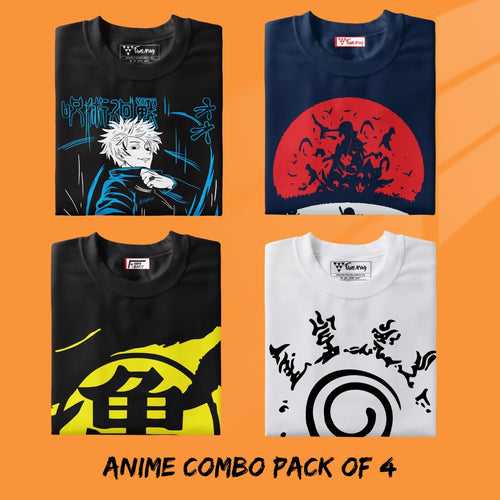 Anime T-shirt Combo Pack Of 4 - Gojo X Itachi X Kanji X Seal