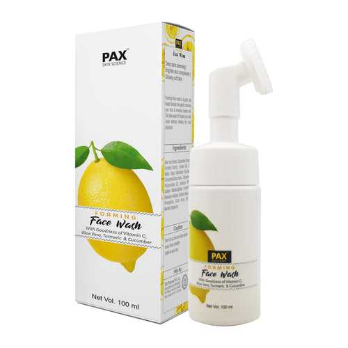 Pax Foaming Face Wash with Vitamin C, Aloe Vera, Turmeric and Cucumber for Deep Cleansing - 100 ml