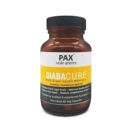 Pax Vedic Science Diabacure Ayurvedic Pills for Blood Sugar Control Supplements Blood Glucose/Diabetes Control Veg Plant Base 60 Capsules