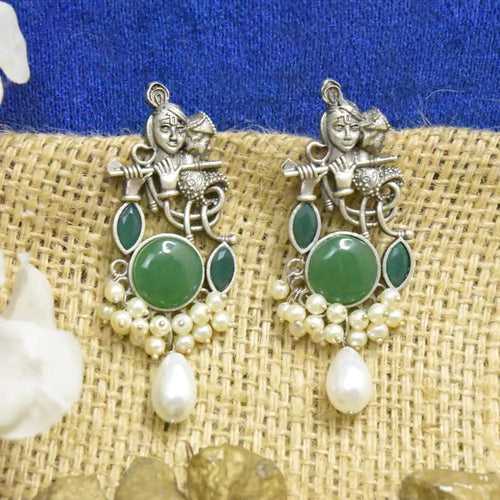 Oxidized Drop Earring For Garba