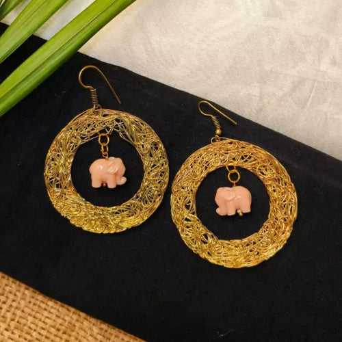 Dangle Elephant Beaded Earrings