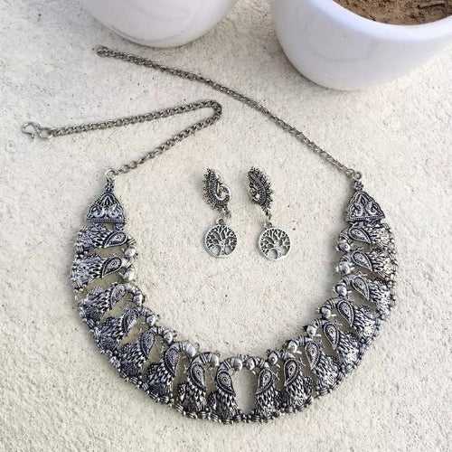 Oxidized Choker Necklace Set