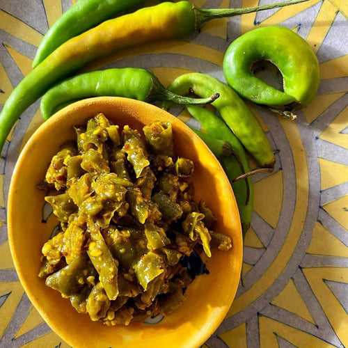 Rajasthani style Green chilli pickle - spicy - 200 gms