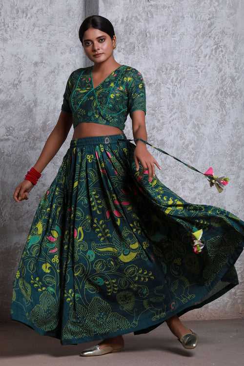 Bagh Green Lehenga (Set of 3)