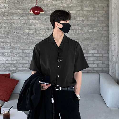 Basic Cotton Lapel Korean Men Shirt