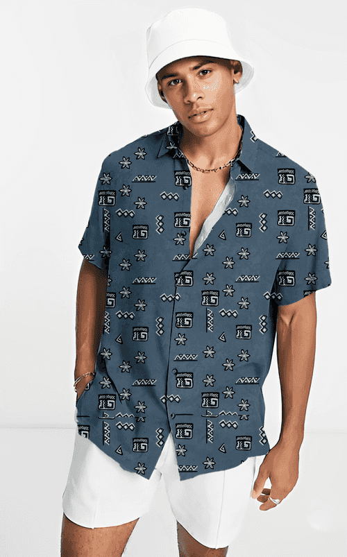 African Culture Print Short Sleeve Shirt