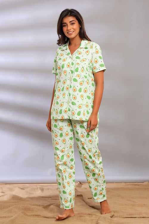 Avocuddle Notched Collar Pajama Set